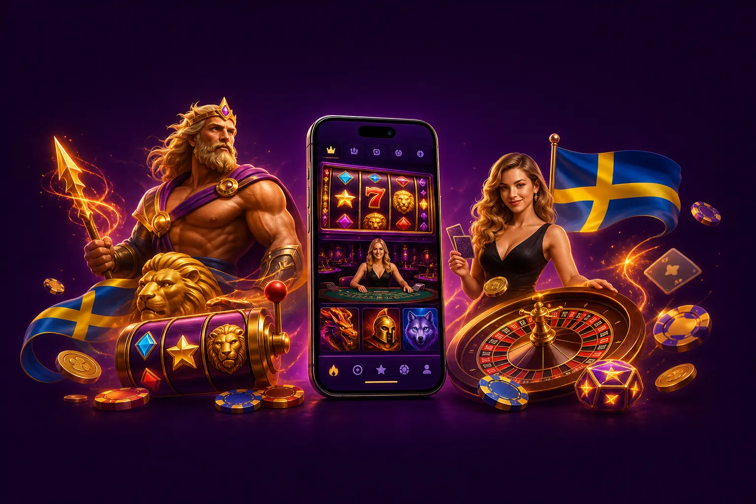 HitnSpin-appen på en smartphone – slots och livebord i mobilen